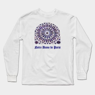 Notre Dame de Paris Cathedral.  Stained Glass Rose Window Long Sleeve T-Shirt